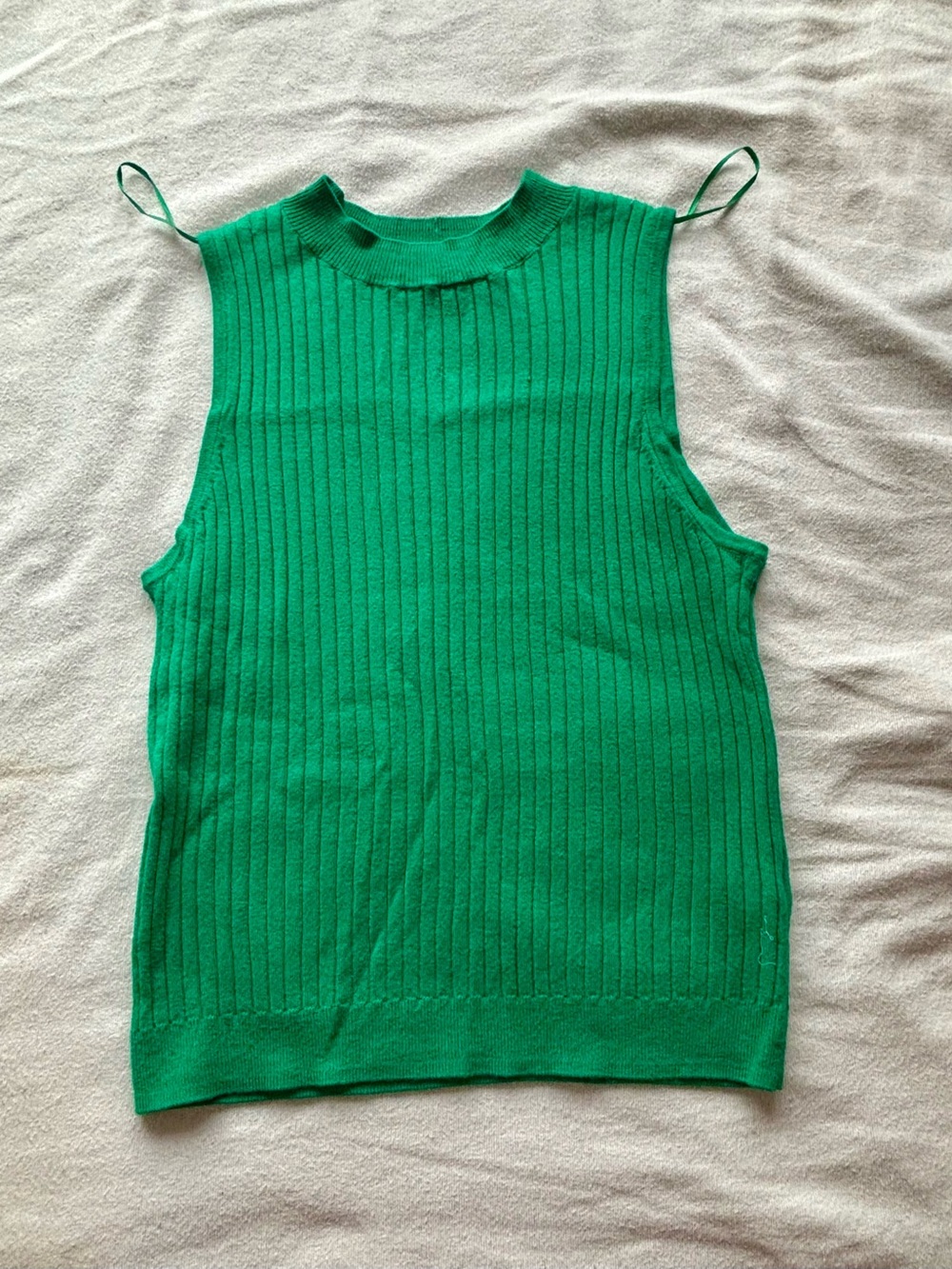 Women's Green Ribbed Sleeveless Knit Top